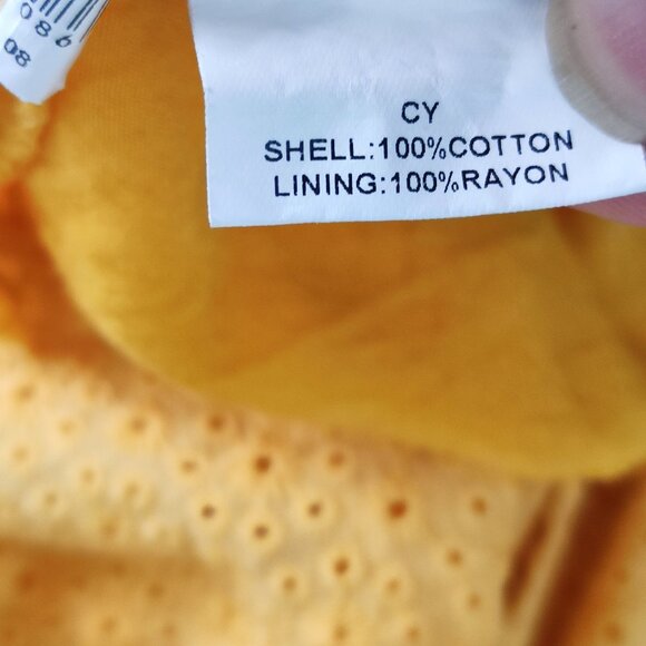 Mooloola summer dress women's size 8 yellow perforated floral lining cotton - Picture 6 of 15